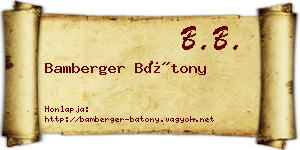 Bamberger Bátony névjegykártya